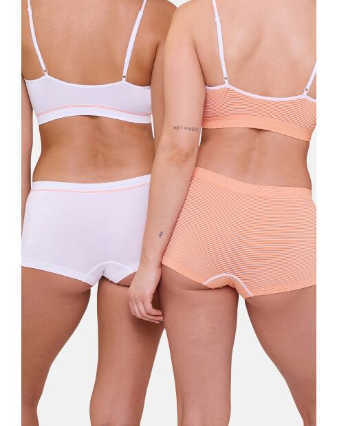 Lot de 2 shorties Zen Attitude orange/blanc + blanc