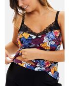 Caraco homewear Mathilde imprimé vegetal jungle noir