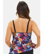 Caraco homewear Mathilde imprimé vegetal jungle noir