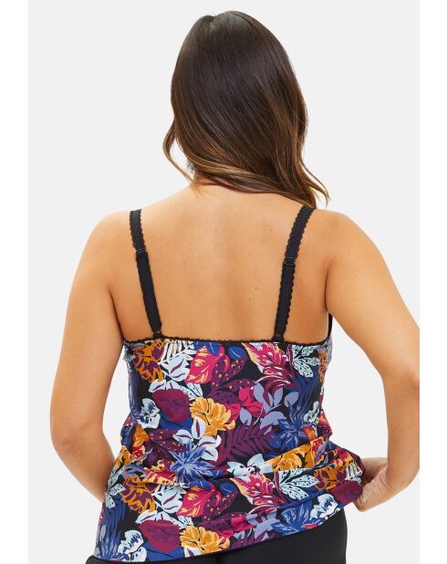 Caraco homewear Mathilde imprimé vegetal jungle noir