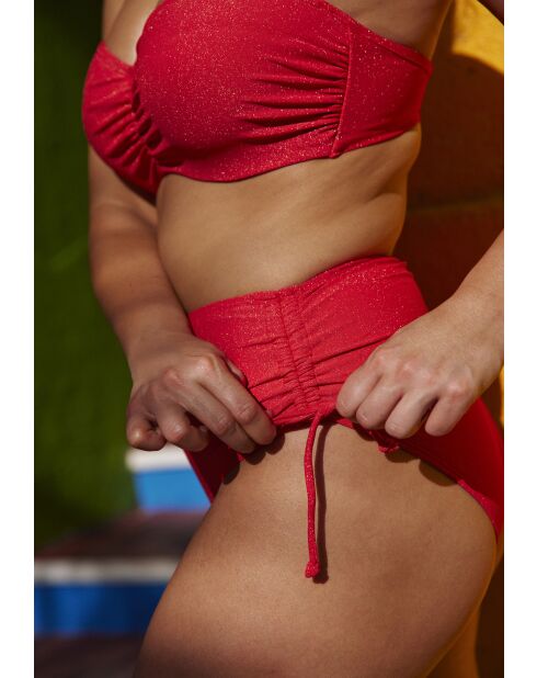 Culotte de bain taille haute Bask In Bliss rouge poppy