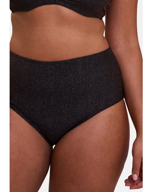 Culotte de bain taille haute Reflet noire