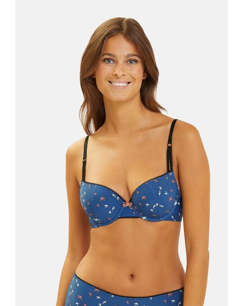 Soutien-gorge Espiègle imprimé oiseaux bleu