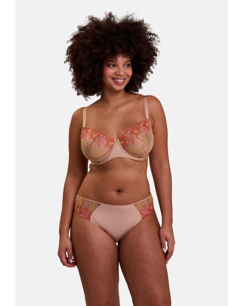 Culotte Georgia broderie multicolore fond tuscany