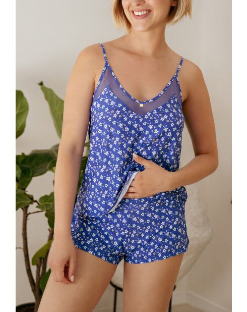 Caraco homewear Merveilleuse Pop imprimé floral bleu amparo