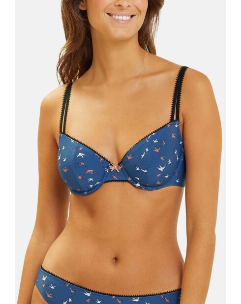 Soutien-gorge Espiègle imprimé oiseaux bleu