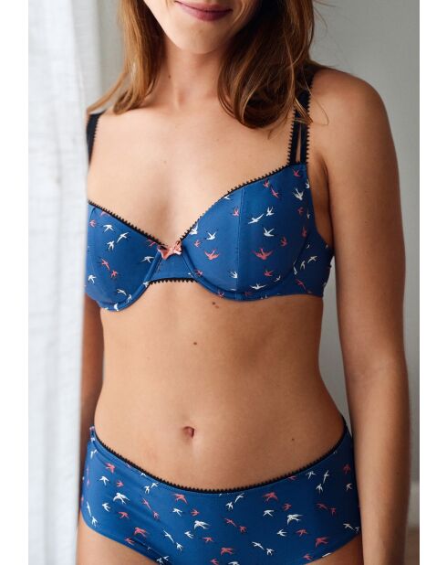 Soutien-gorge Espiègle imprimé oiseaux bleu