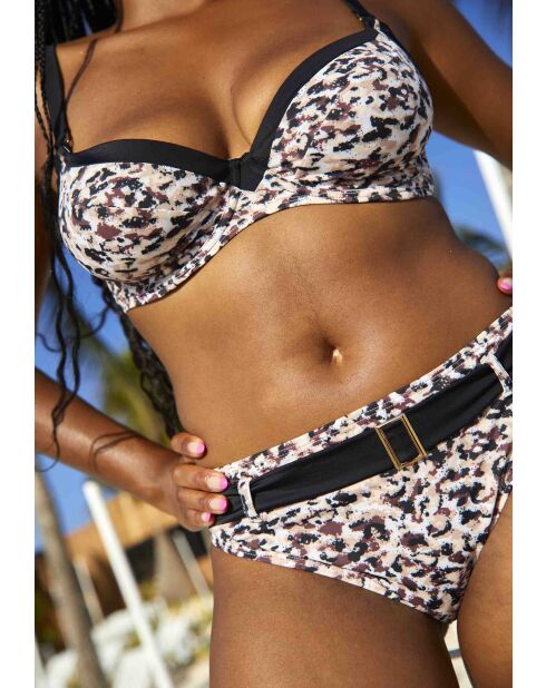 Culotte de bain SunSet Stay imprimé animal noir sable