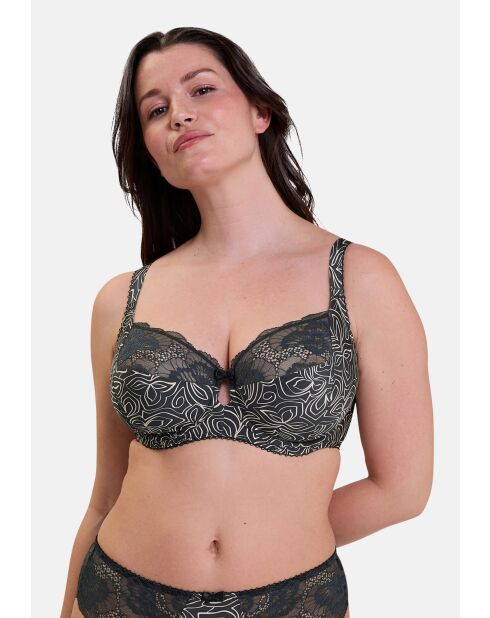 Soutien-gorge Hélène imprimé graphique anthracite