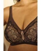 Soutien-gorge brassière sans armatures Serena noir / peau