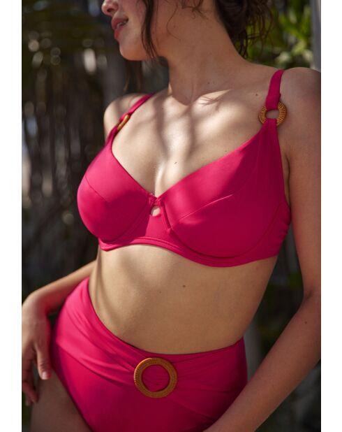 Culotte de bain taille haute Elevated Basics rose virtuel