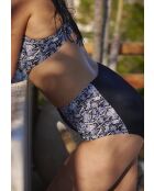 Culotte de bain taille haute At the World's End imprimé animal noire
