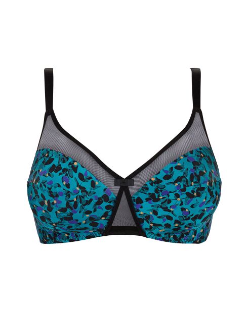 Soutien-gorge emboitant sans armatures Complice imprimé floral bleu émeraude