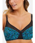 Soutien-gorge emboitant sans armatures Complice imprimé floral bleu émeraude