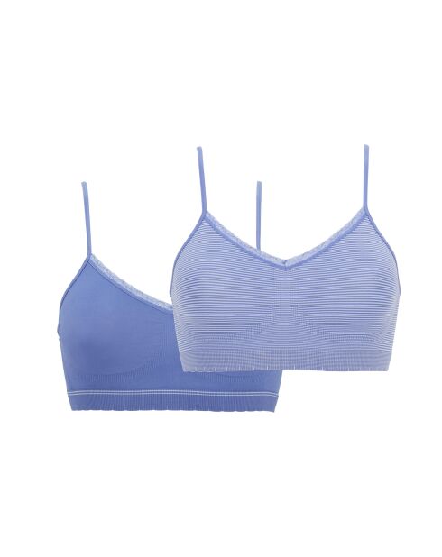 Lot de 2 brassières sans armatures Zen Attitude bleu amparo/blanc + bleu amparo