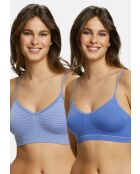 Lot de 2 brassières sans armatures Zen Attitude bleu amparo/blanc + bleu amparo