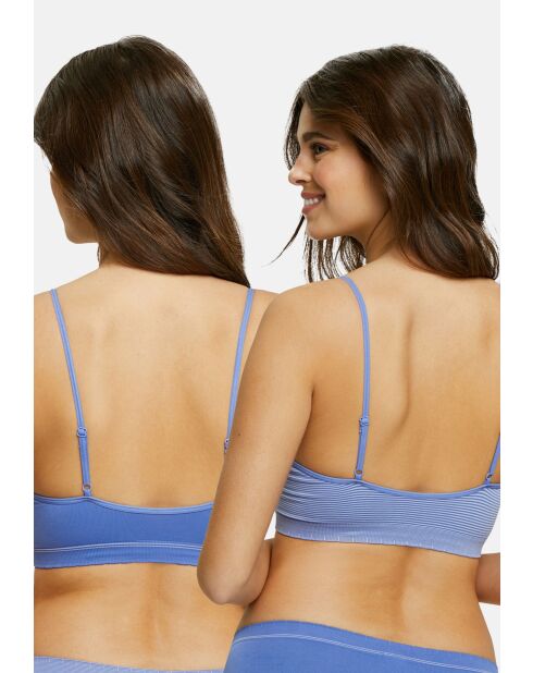 Lot de 2 brassières sans armatures Zen Attitude bleu amparo/blanc + bleu amparo