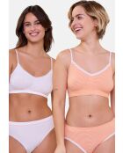 Lot de 2 brassières sans armatures Zen Attitude orange/blanc + blanc