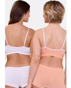 Lot de 2 brassières sans armatures Zen Attitude orange/blanc + blanc
