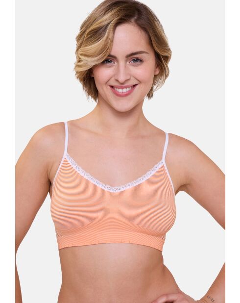 Lot de 2 brassières sans armatures Zen Attitude orange/blanc + blanc