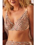 Soutien-gorge Elise Fantaisy imprimé liberty ivoire et cabernet