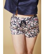 Short homewear Idole imprimé floral bleu rose