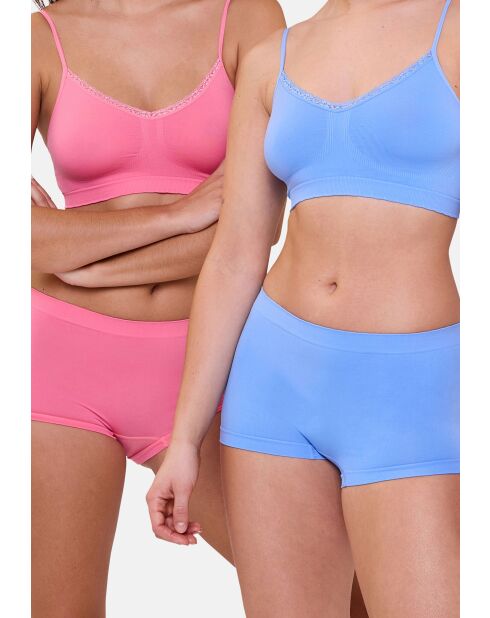 Lot de 2 shorties Zen Attitude bleuet + rose corail