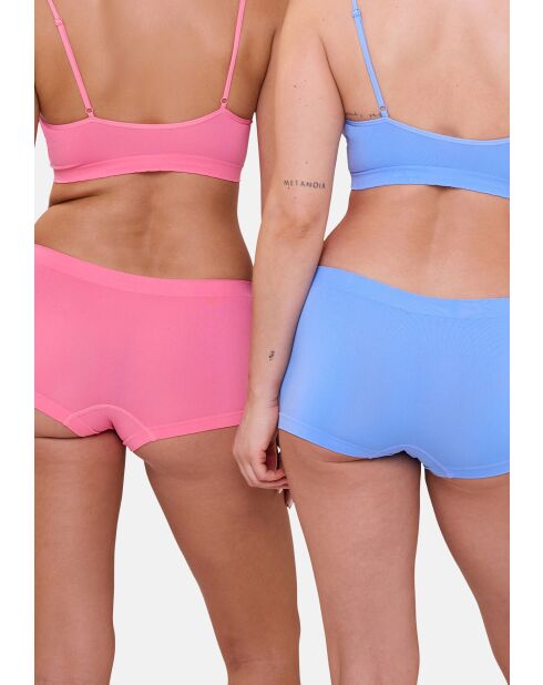 Lot de 2 shorties Zen Attitude bleuet + rose corail