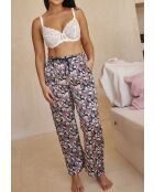Pantalon homewear Idole imprimé floral bleu rose