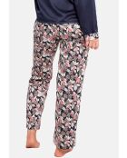 Pantalon homewear Idole imprimé floral bleu rose