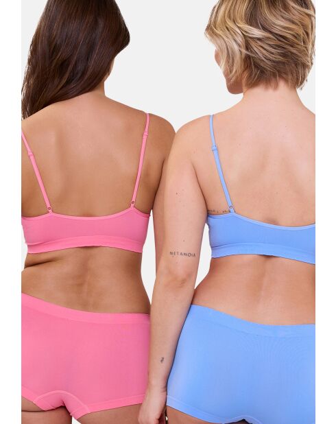 Lot de 2 brassières sans armatures Zen Attitude bleuet + rose corail