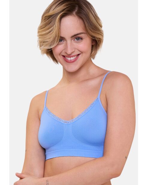 Lot de 2 brassières sans armatures Zen Attitude bleuet + rose corail