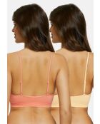 Lot de 2 brassières sans armatures Zen Attitude jaune + rose corail