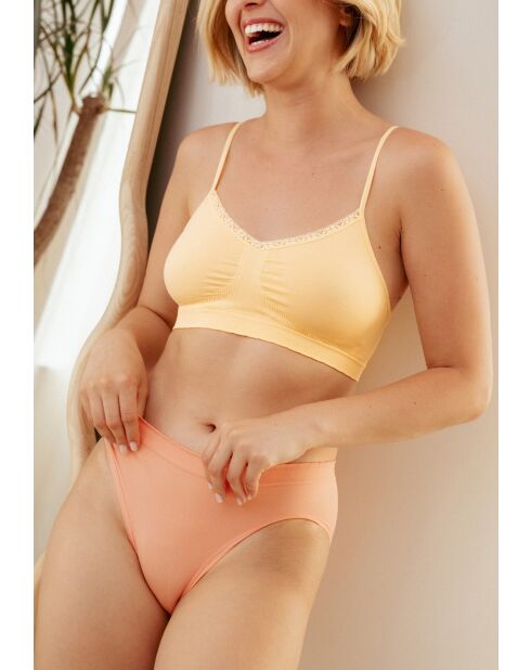 Lot de 2 brassières sans armatures Zen Attitude jaune + rose corail