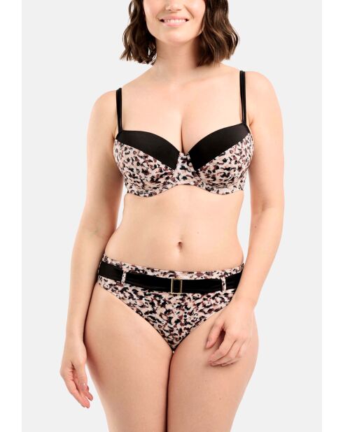 Haut de maillot de bain SunSet Stay imprimé animal noir sable