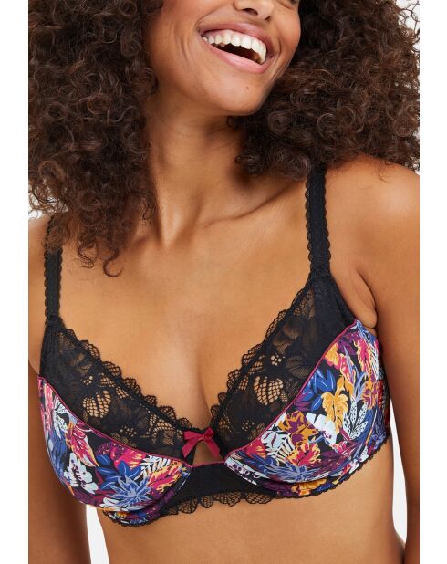 Soutien-gorge Mathilde imprimé vegetal jungle noir
