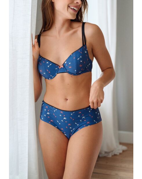 Soutien-gorge Espiègle imprimé oiseaux bleu
