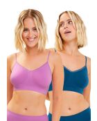 Lot de 2 brassières sans armatures Zen Attitude mauve opera + bleu veritable