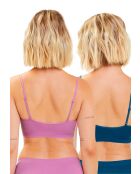 Lot de 2 brassières sans armatures Zen Attitude mauve opera + bleu veritable