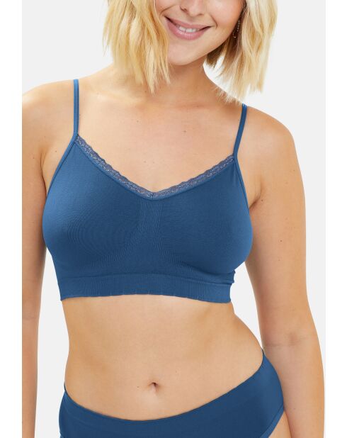 Lot de 2 brassières sans armatures Zen Attitude mauve opera + bleu veritable