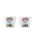 Set de 2 hueveras de porcelana Tipperleyhill con diseño de cachorro, blancas, 5 x 4 cm