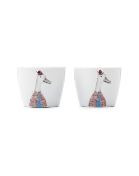 Set de 2 hueveras de porcelana Tipperleyhill con diseño de pato, blancas, 5 x 4 cm
