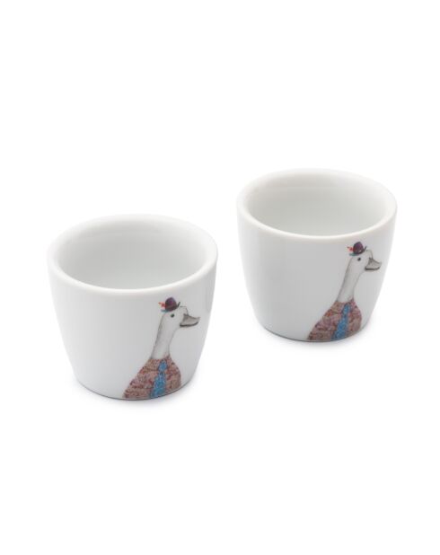 Set de 2 hueveras de porcelana Tipperleyhill con diseño de pato, blancas, 5 x 4 cm