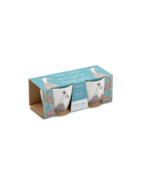 Set de 2 hueveras de porcelana Tipperleyhill con diseño de pato, blancas, 5 x 4 cm