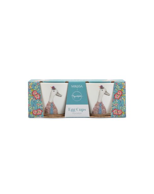 Set de 2 hueveras de porcelana Tipperleyhill con diseño de pato, blancas, 5 x 4 cm