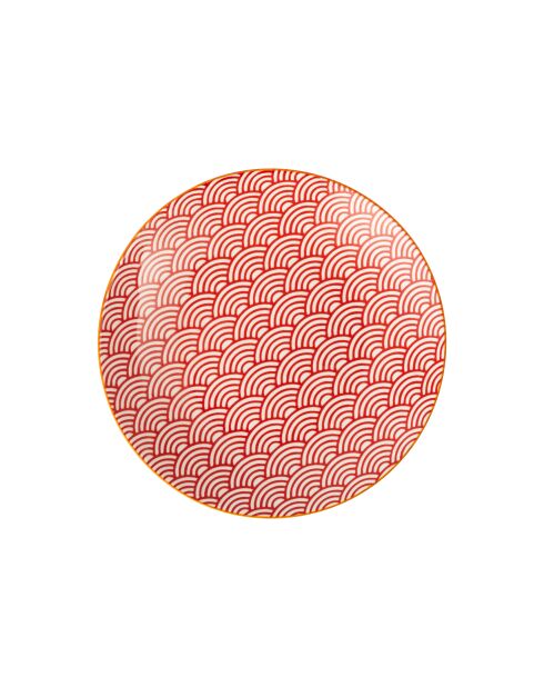 Assiette à dessert en grès à motif Red Arc - 18 cm