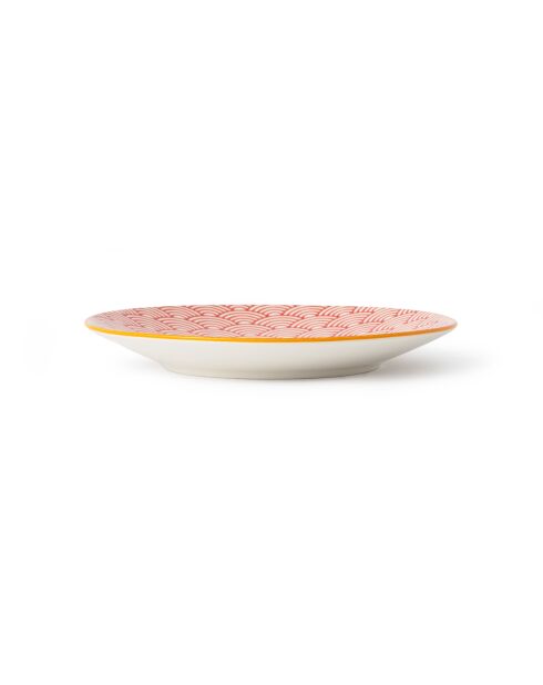 Assiette à dessert en grès à motif Red Arc - 18 cm