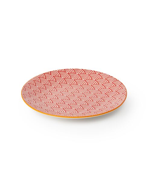 Assiette à dessert en grès à motif Red Arc - 18 cm