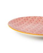 Assiette à dessert en grès à motif Red Arc - 18 cm