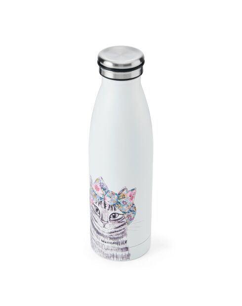 Bottiglia d'acqua bianca a doppia parete Tipperleyhill Cat - 500 ml